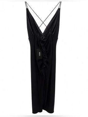 Hugo BOSS Black Silk Blend Ruffle Midi Dress – NWT $895 Retail